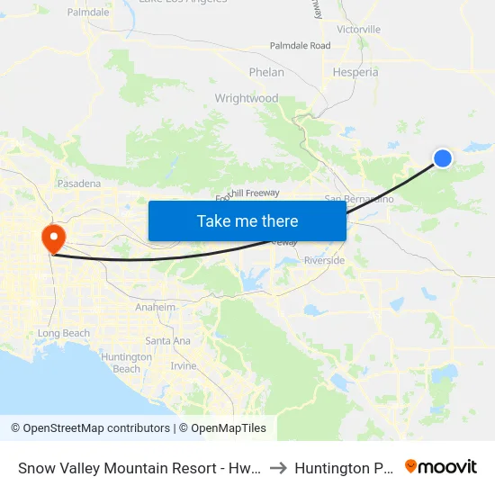 Snow Valley Mountain Resort - Hwy 18 to Huntington Park map