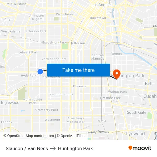 Slauson / Van Ness to Huntington Park map