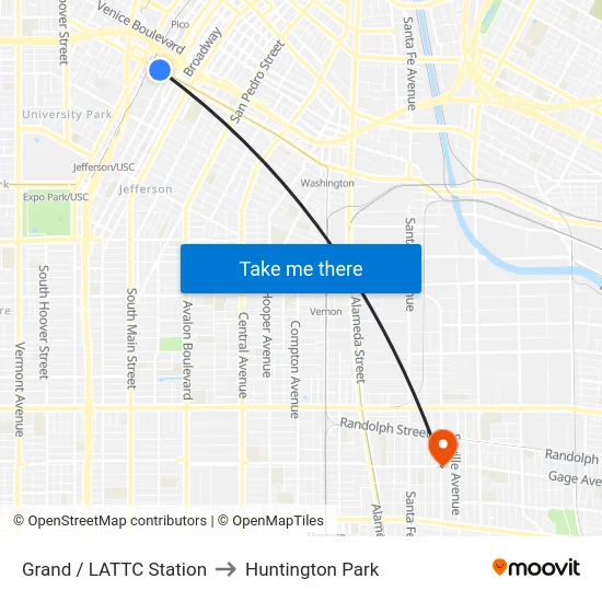 Grand / LATTC Station to Huntington Park map
