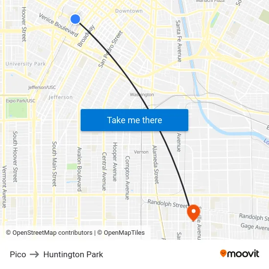 Pico to Huntington Park map