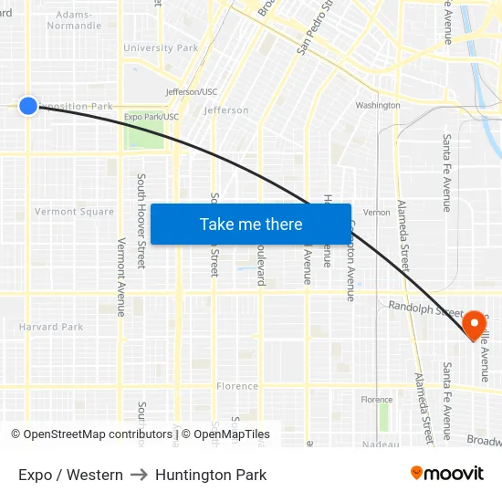 Expo / Western to Huntington Park map
