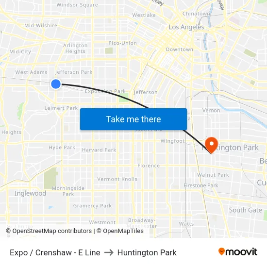 Expo / Crenshaw - E Line to Huntington Park map