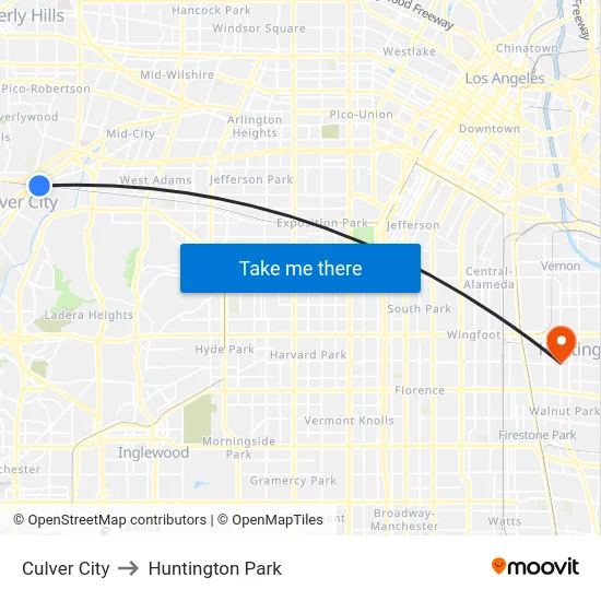Culver City to Huntington Park map