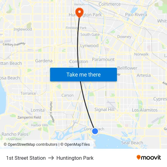1st Street Station to Huntington Park map