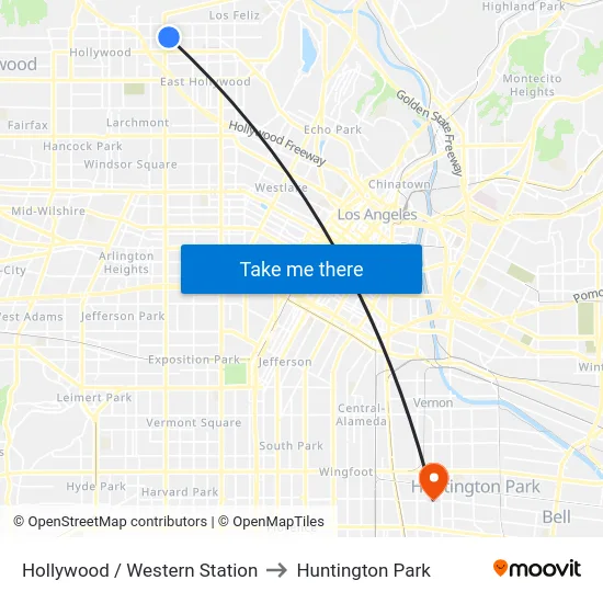 Hollywood / Western Station to Huntington Park map