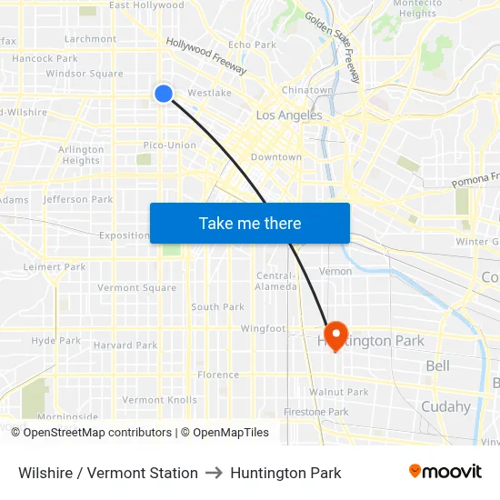 Wilshire / Vermont Station to Huntington Park map