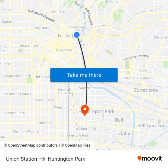 Union Station to Huntington Park map