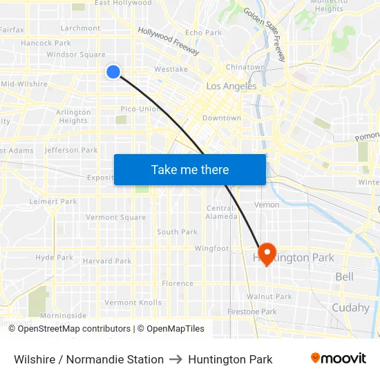 Wilshire / Normandie Station to Huntington Park map