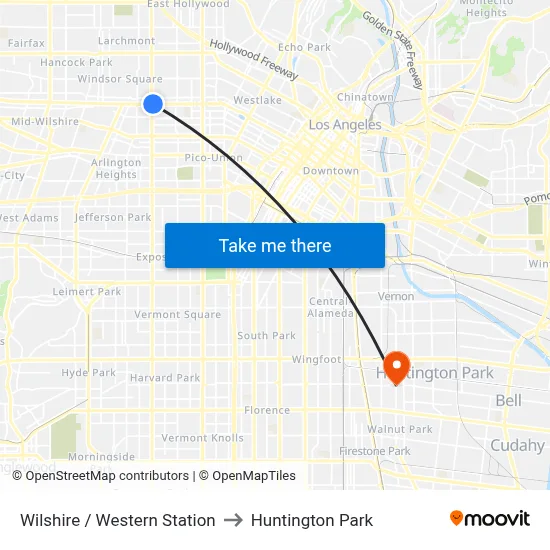 Wilshire / Western Station to Huntington Park map