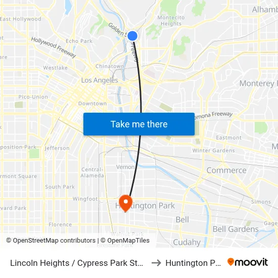 Lincoln Heights / Cypress Park Station to Huntington Park map
