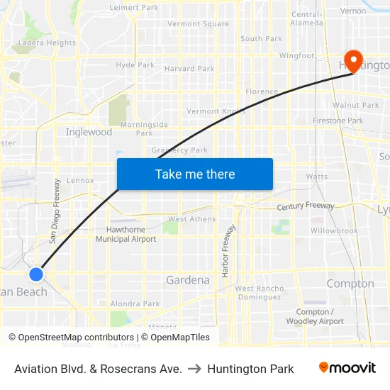 Aviation Blvd. & Rosecrans Ave. to Huntington Park map
