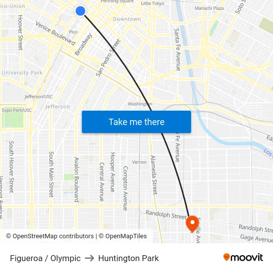 Figueroa / Olympic to Huntington Park map