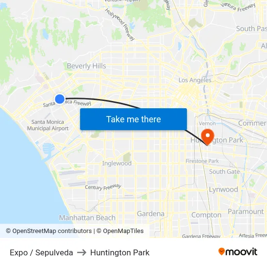 Expo / Sepulveda to Huntington Park map