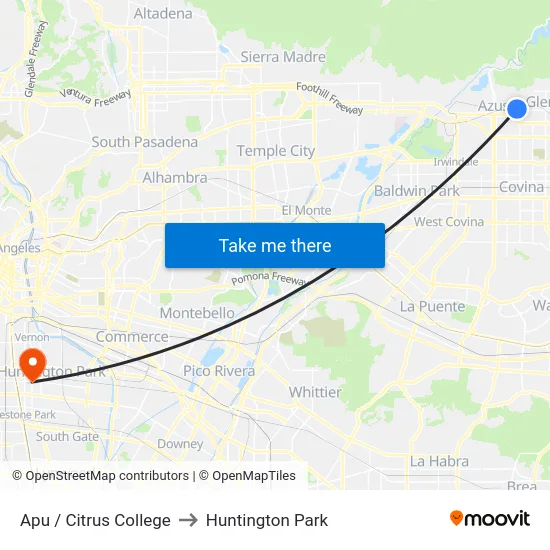 Apu / Citrus College to Huntington Park map