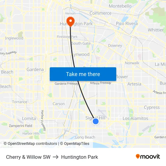 Cherry & Willow SW to Huntington Park map