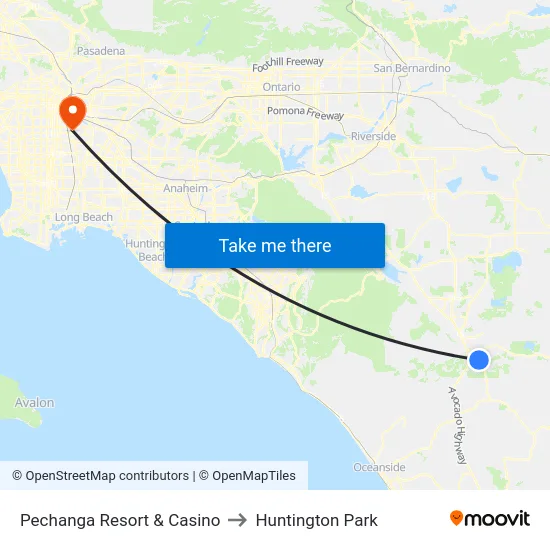 Pechanga Resort & Casino to Huntington Park map