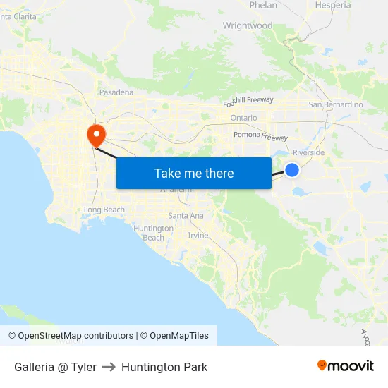 Galleria @ Tyler to Huntington Park map