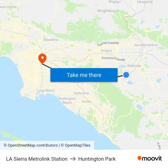 LA Sierra Metrolink Station to Huntington Park map