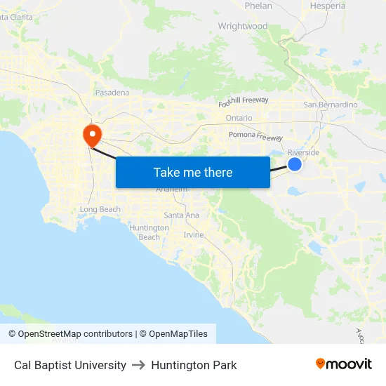 Cal Baptist University to Huntington Park map
