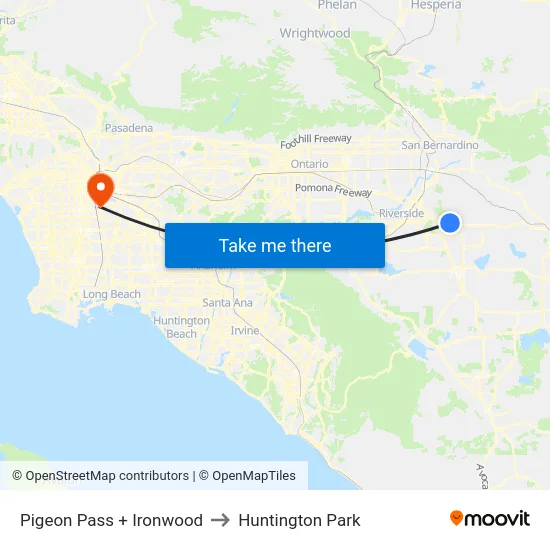 Pigeon Pass + Ironwood to Huntington Park map