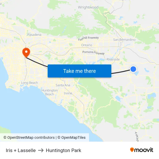 Iris + Lasselle to Huntington Park map