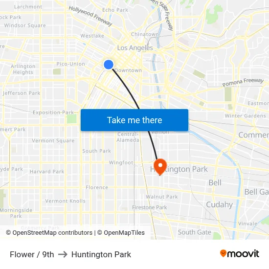 Flower / 9th to Huntington Park map