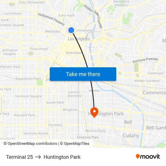 Terminal 25 to Huntington Park map