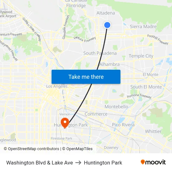 Washington Blvd & Lake Ave to Huntington Park map