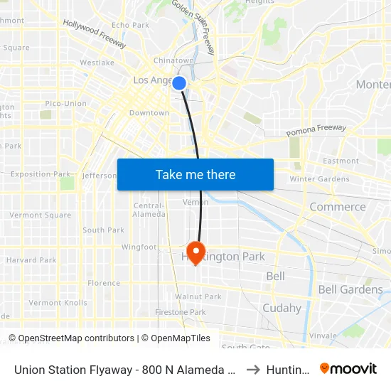 Union Station Flyaway - 800 N Alameda St at Union Station / Patsaurus Plaza to Huntington Park map