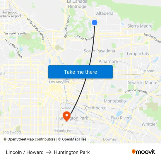 Lincoln / Howard to Huntington Park map
