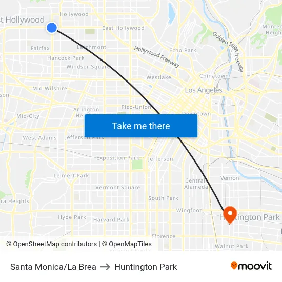 Santa Monica/La Brea to Huntington Park map