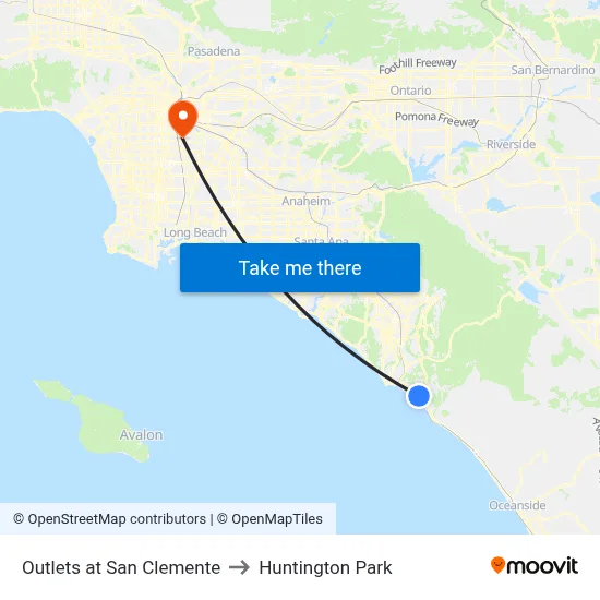 Outlets at San Clemente to Huntington Park map