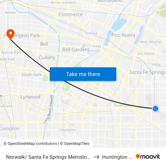 Norwalk/ Santa Fe Springs Metrolink Station to Huntington Park map