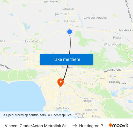 Vincent Grade/Acton Metrolink Station to Huntington Park map