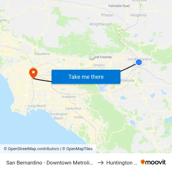 San Bernardino - Downtown Metrolink Station to Huntington Park map