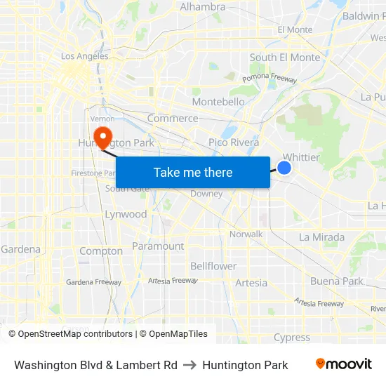 Washington Blvd & Lambert Rd to Huntington Park map