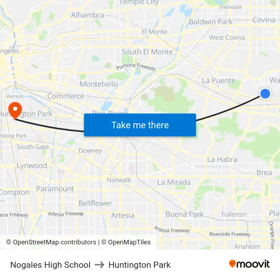 Nogales High School to Huntington Park map