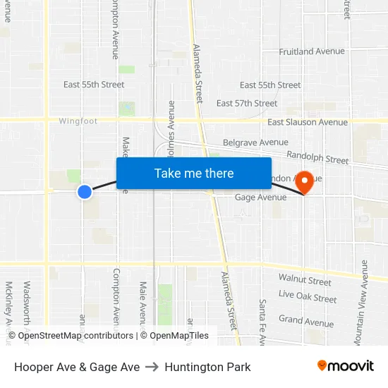 Hooper Ave & Gage Ave to Huntington Park map