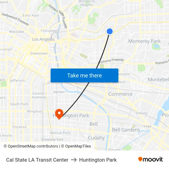 Cal State LA Transit Center to Huntington Park map