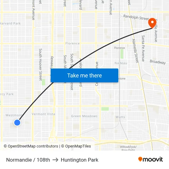 Normandie / 108th to Huntington Park map