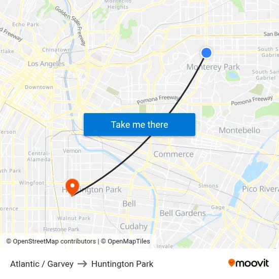 Atlantic / Garvey to Huntington Park map
