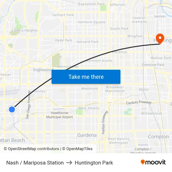 Nash / Mariposa Station to Huntington Park map