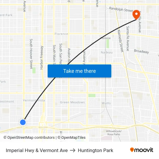 Imperial Hwy & Vermont Ave to Huntington Park map