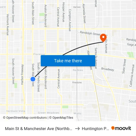 Main St & Manchester Ave (Northbound) to Huntington Park map