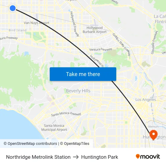 Northridge Metrolink Station to Huntington Park map