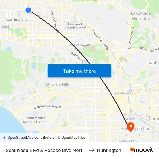 Sepulveda Blvd & Roscoe Blvd Northbound to Huntington Park map