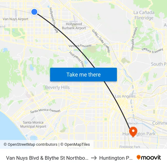 Van Nuys Blvd & Blythe St Northbound to Huntington Park map
