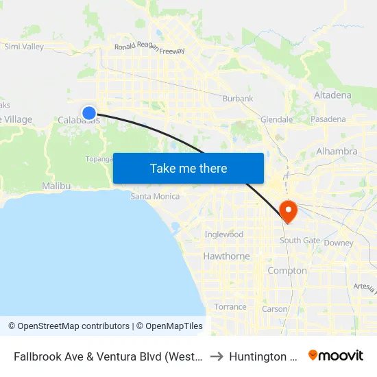Fallbrook Ave & Ventura Blvd (Westbound) to Huntington Park map
