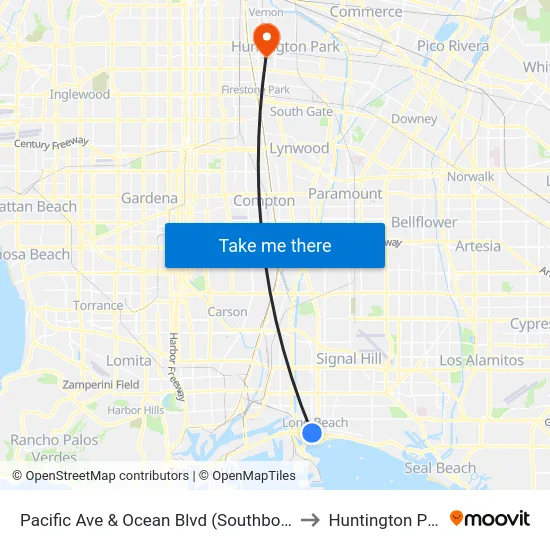 Pacific Ave & Ocean Blvd (Southbound) to Huntington Park map