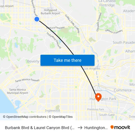 Burbank Blvd & Laurel Canyon Blvd (Eastbound) to Huntington Park map